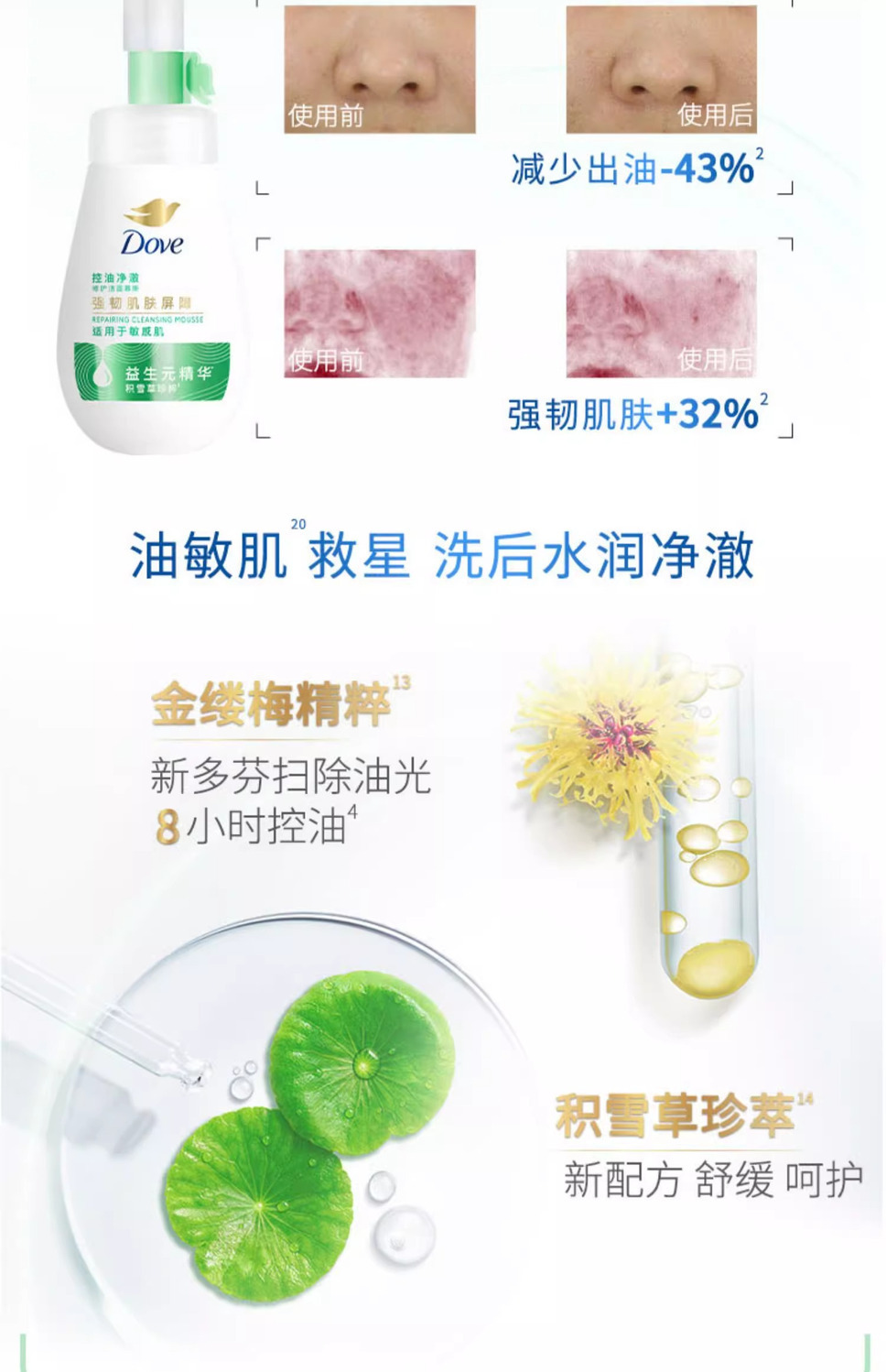 多芬（Dove）洁面泡泡160ml 保湿水嫩洁面泡泡洗面奶新老包装随机详情7