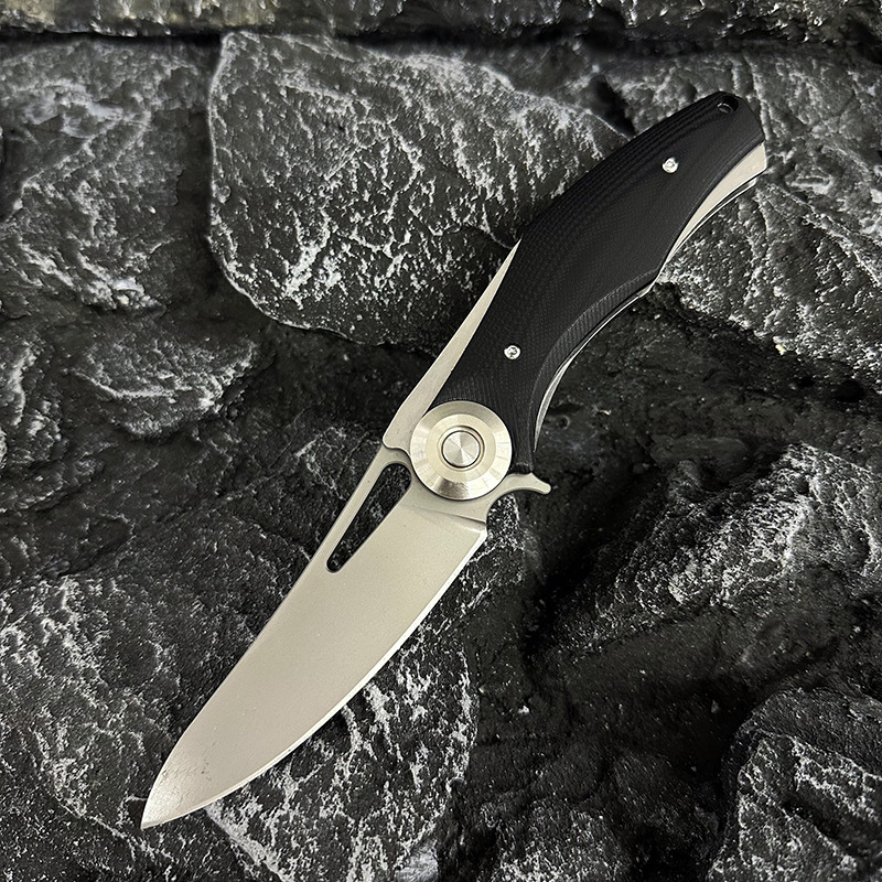 Cross-border best-selling bear head high-end folding knife D2 steel G10 handle folding knife, outdoor camping survival fishing knife pic 6