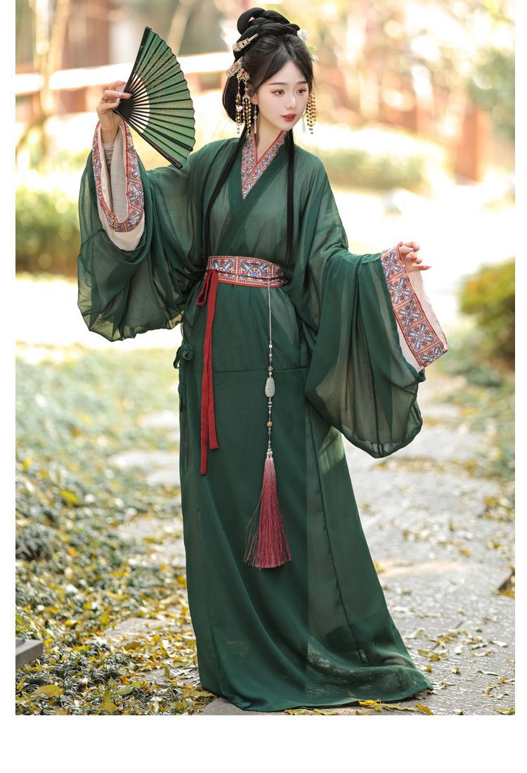 国潮梦域战国袍马山楚墓复原款日常直裾袍汉服女拖尾大放量直裾详情10
