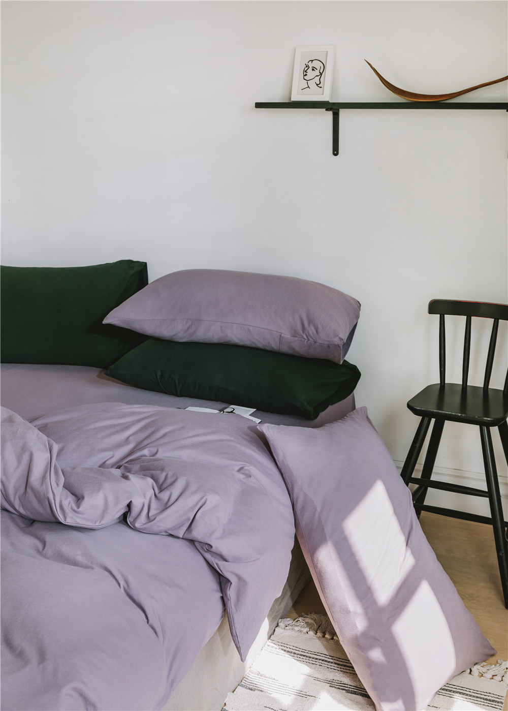 ins Japanese-style solid color all-cotton knitted cotton four-piece set, skin-friendly nude sleeping plain double-layer Indian cotton bed sheet pic 93