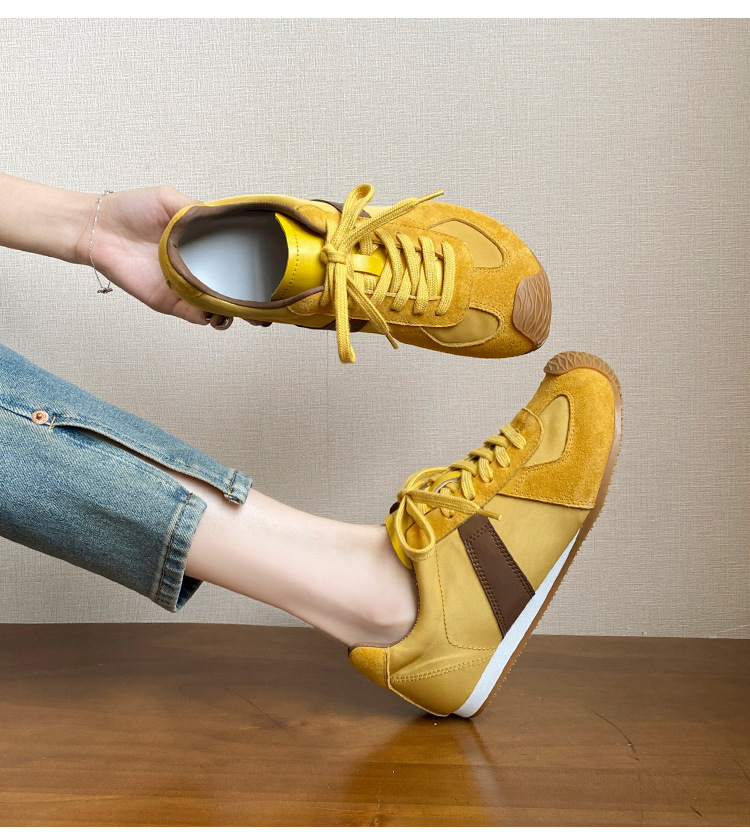 【高品质】芒果头小众舒适拼接皮面拼色德训鞋美式复古运动休闲鞋详情9