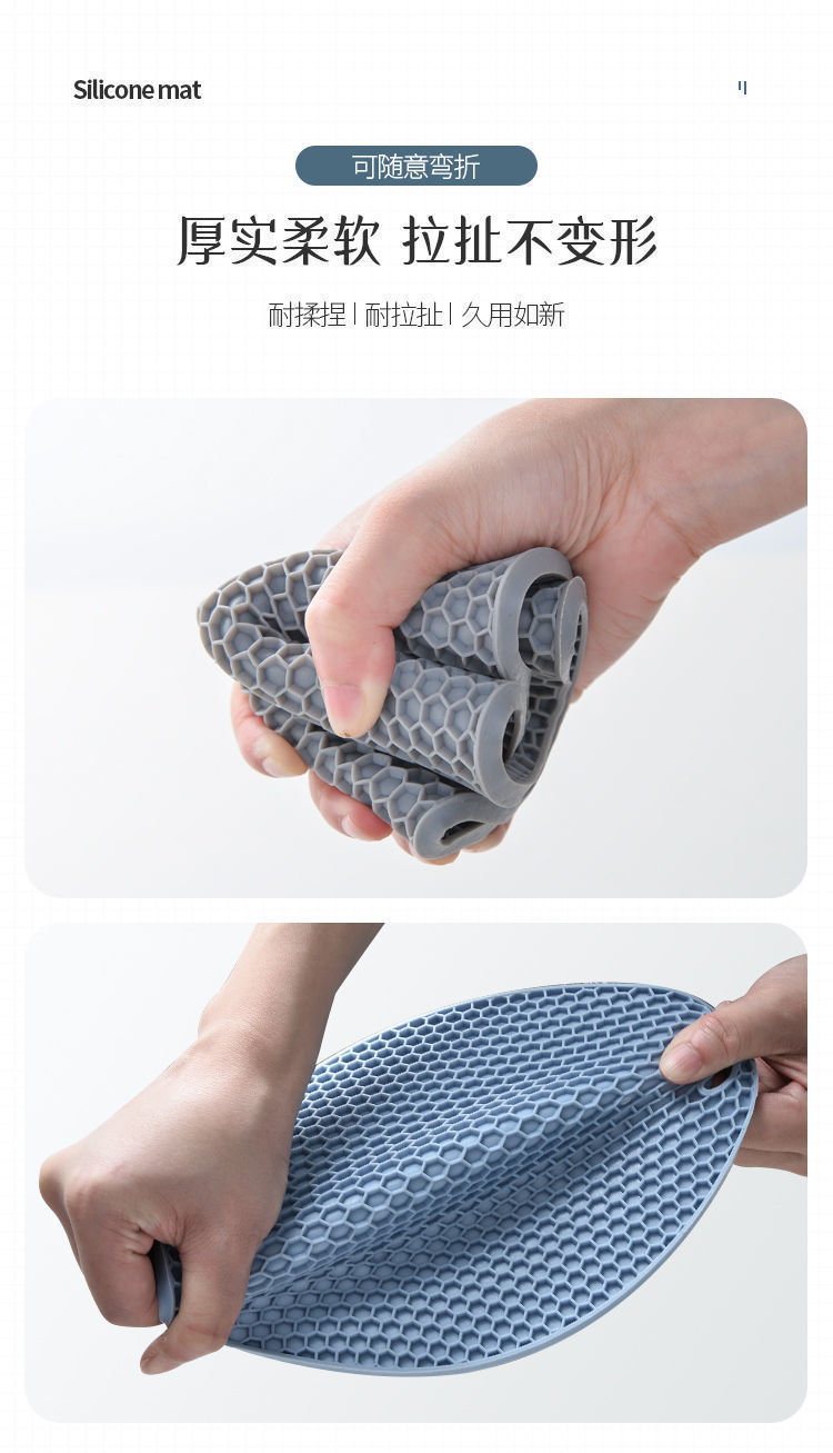 厂家直销跨境热销硅胶蜂窝隔热垫 硅胶餐垫圆形锅垫碗垫餐桌垫详情5