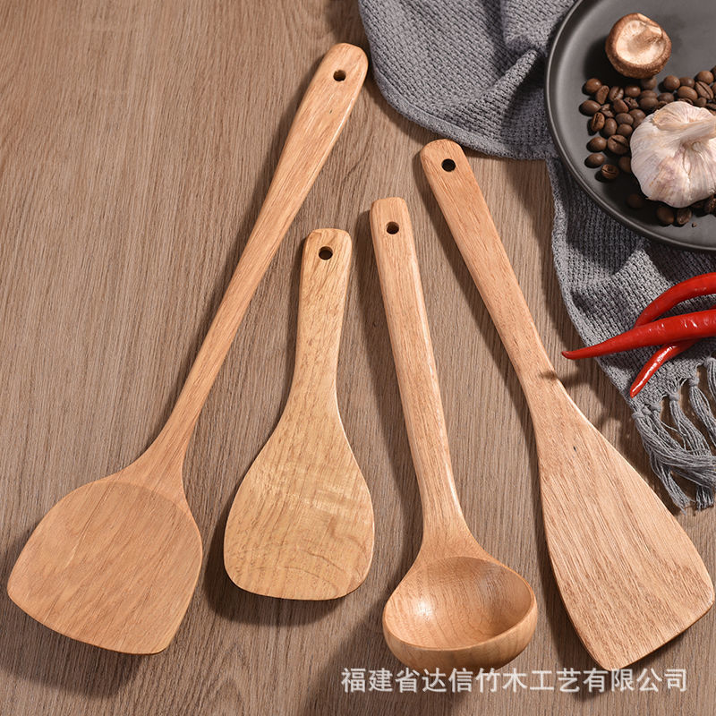 Wooden spatula, non-stick cooking spatula for household use, wooden kitchenware, anti-scalding and non-damaging to the pot, Komu long-handled spatula manufacturer pic 3