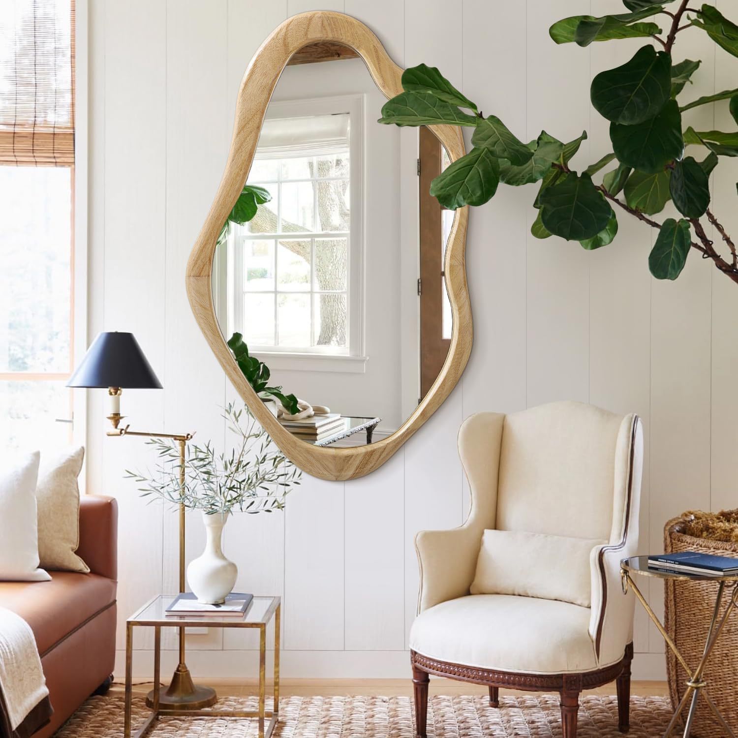 钢化镜中古风全实木异形镜壁挂式穿衣镜挂墙玄关装饰镜镜子全身镜详情11