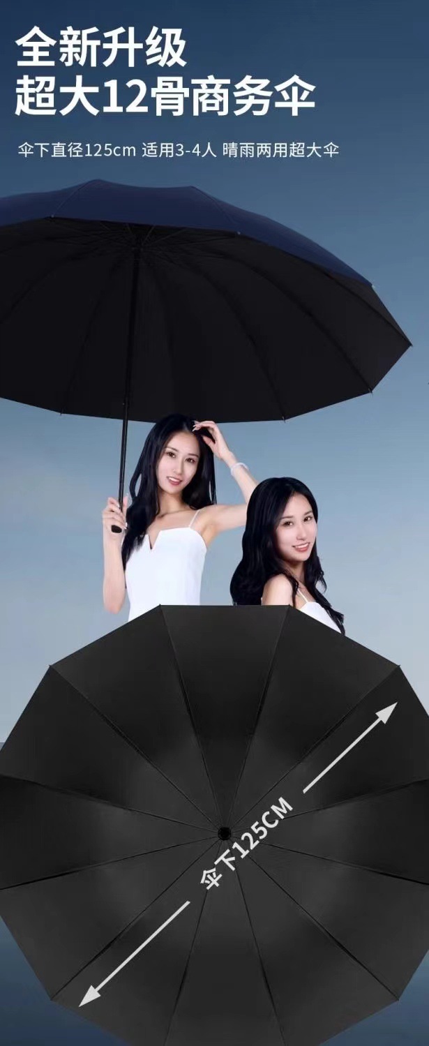 手动超大号12骨雨伞晴雨两用伞双人折叠伞遮阳伞防晒伞广告伞批发详情6
