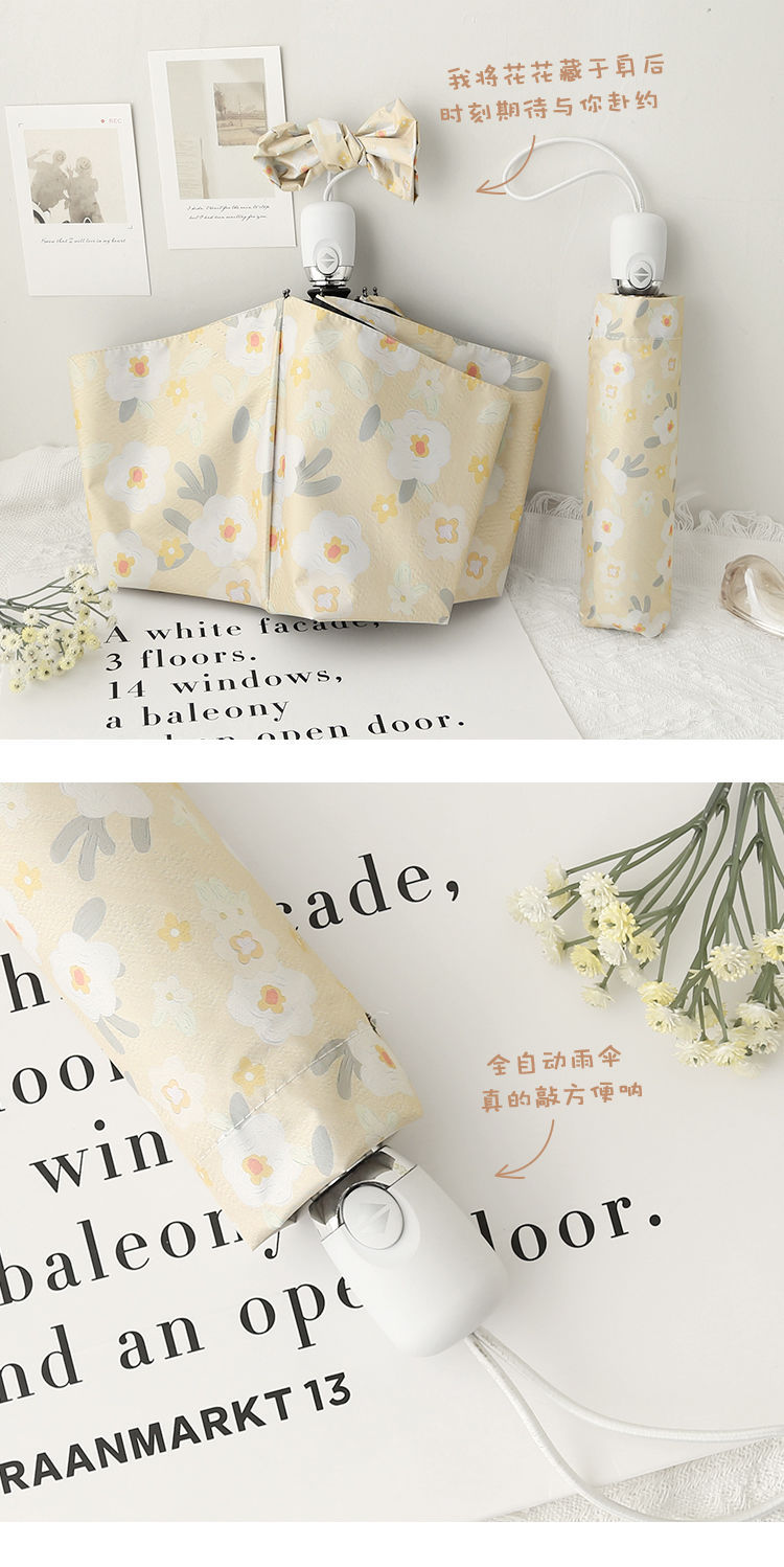 新款山茶花折叠晴雨两用便携迷你防晒雨伞女感太阳伞遮阳伞详情6