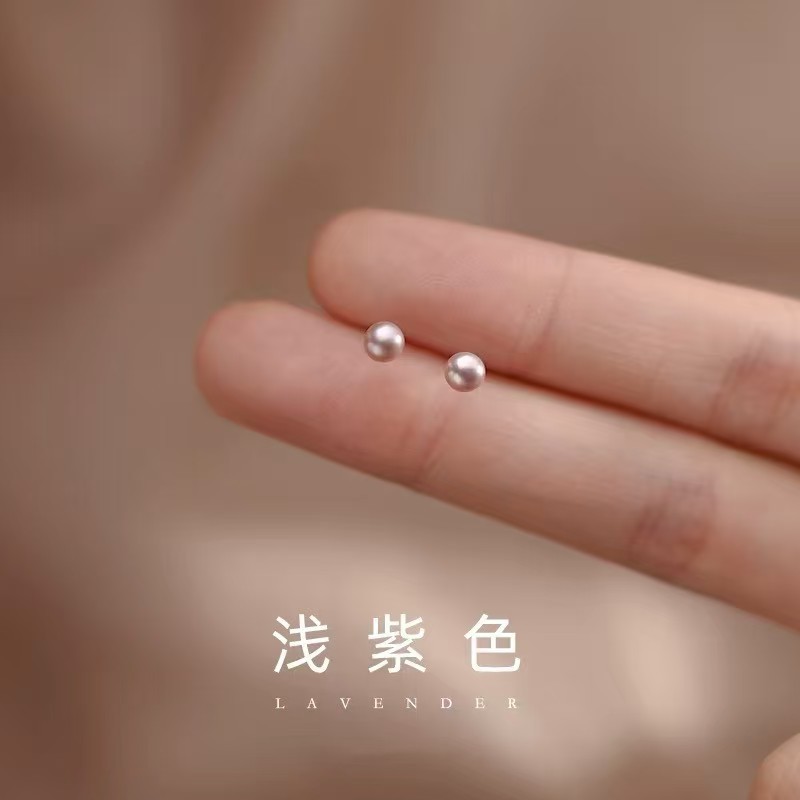 S999 sterling silver geometric retro freshwater pearl stud earrings for women, small, simple and mini high-end earrings wholesale pic 4