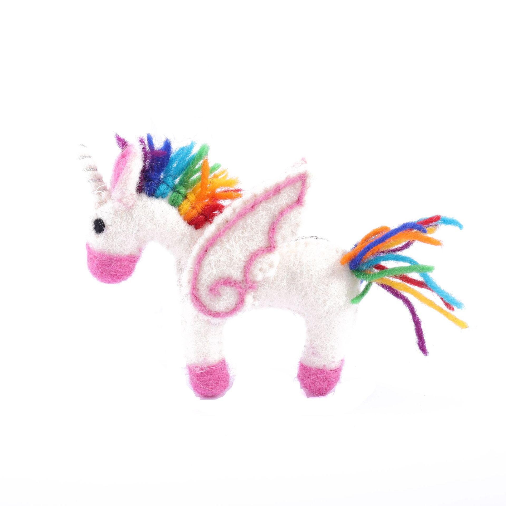 七彩小马羊毛毡挂件梦幻立体玩偶挂饰创意包包挂饰可爱挂件批发详情8