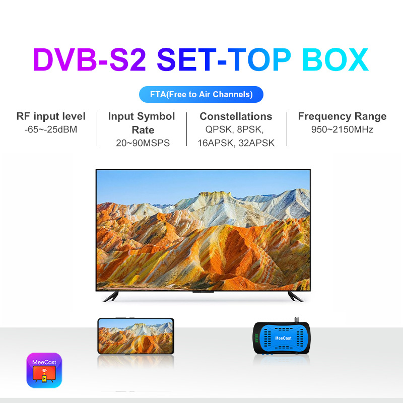 The new foreign trade cross-border H265 DVB S2 TV set-top box supports MeeCast with WiFi screen projection pic 3