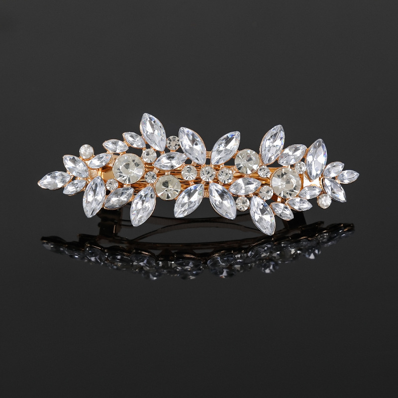 Wholesale of new cross-border elegant and stylish spring clips, alloy hair clips, rhinestone, Korean version of the back of the head ponytail clip headwear pic 14