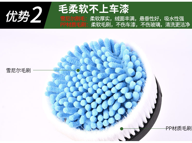 源头厂家洗车神器通水刷雪尼尔自动旋转拖把家用擦车长柄伸缩刷子详情22