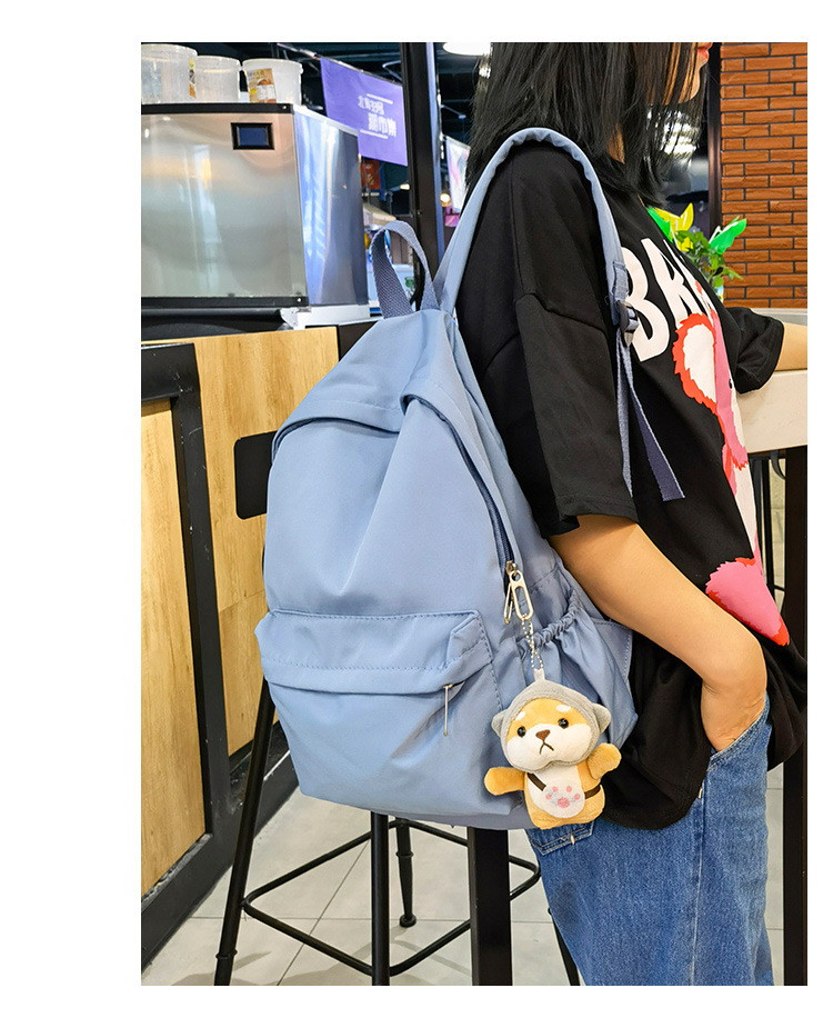 休闲大容量双肩包女生韩版纯色简约大学生书包尼龙轻便休闲背包详情34