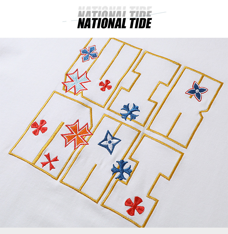 Original workmanship [230g cotton combed tightly] Short-sleeved T-shirt for women, a new style of loose Chinese fashion embroidery in summer pic 9