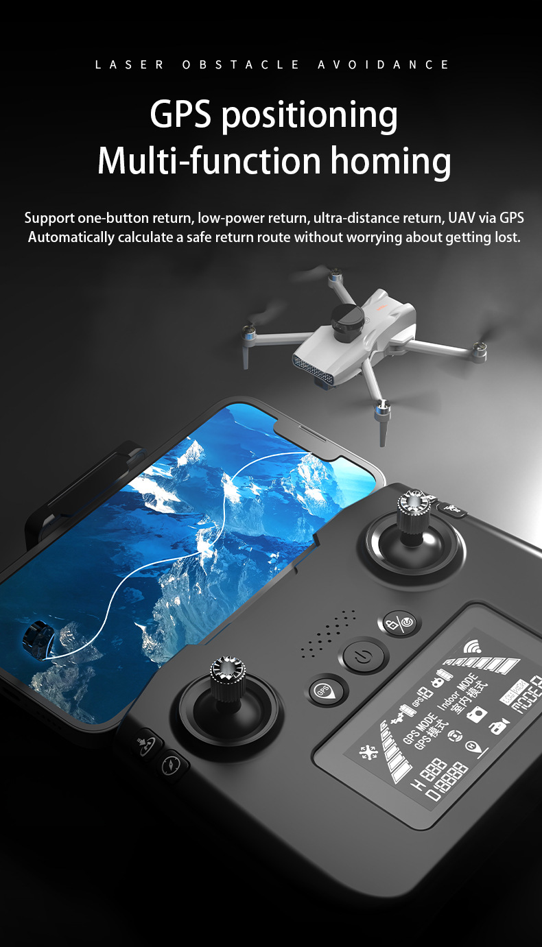 Cross-border unmanned aerial vehicle three-axis gimbal GPS positioning automatic return, brushless high-definition aerial photography, laser obstacle avoidance remote control screen pic 26