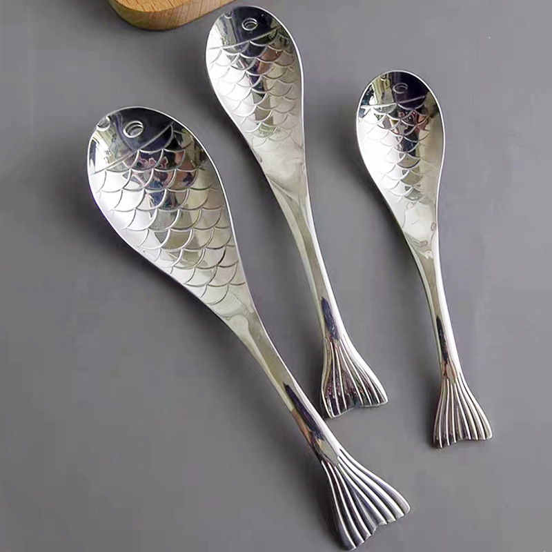 Customized 304 stainless steel spoons, soup spoons, creative and simple cartoon fish spoons, dessert spoons, spoons and salad mixing spoons pic 3