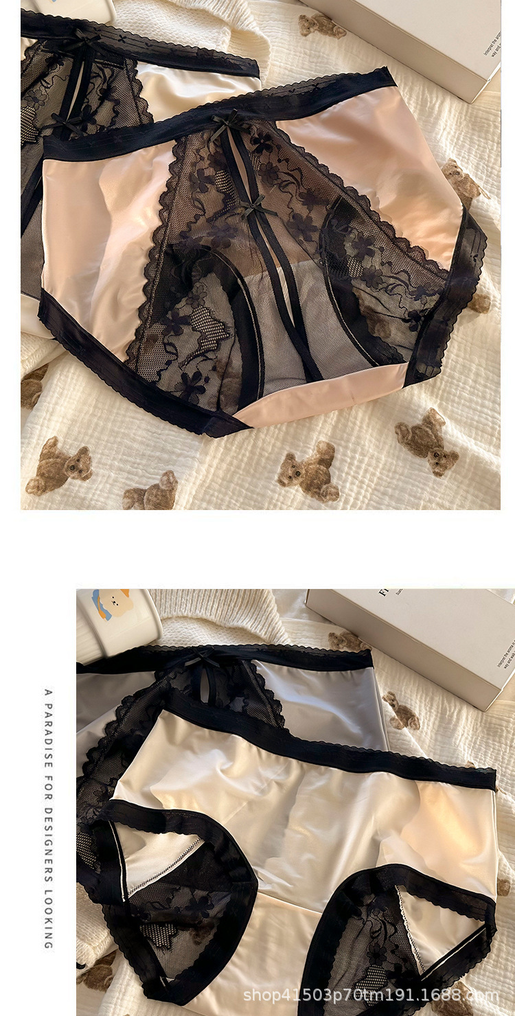 大码纯欲风蕾丝内裤性感无痕网纱女生新款夏季透气中腰女士三角裤详情6