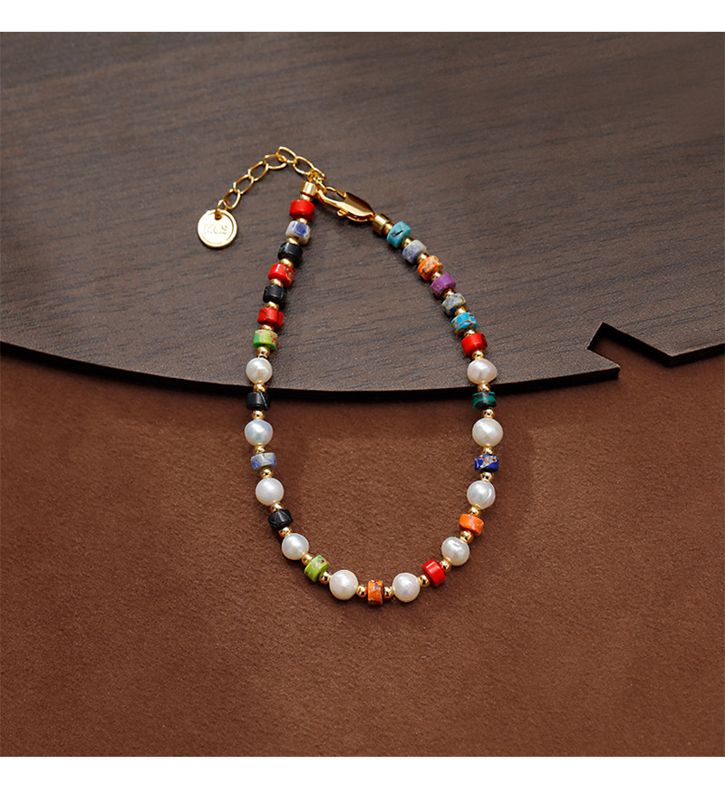 Dopamina hecho a mano perlas de color piedras dulce cadena de mano vintage chino boho chic perla de agua dulce pulsera pic 6
