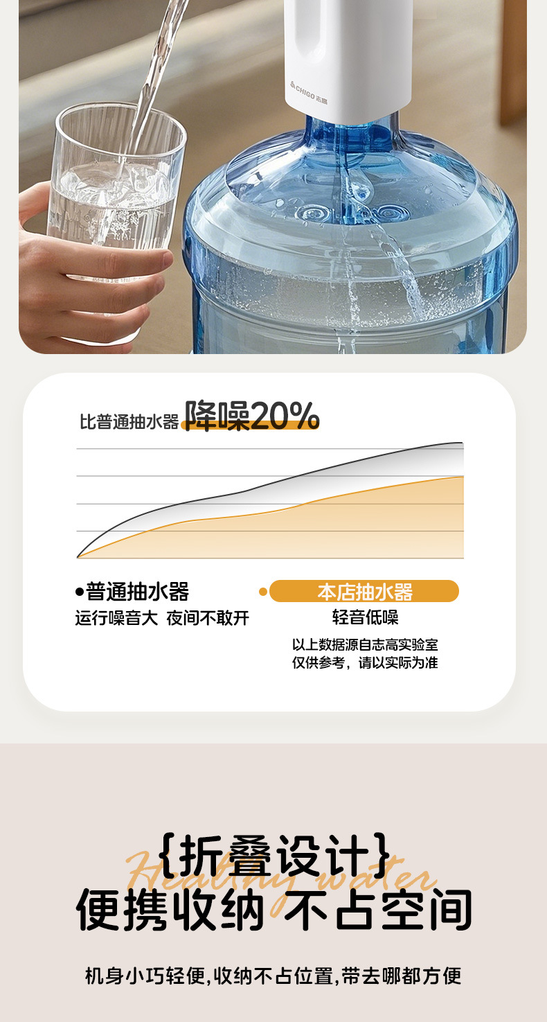 桶装水抽水器电动吸水泵家用纯净水饮水机压水取水器折叠神器详情10