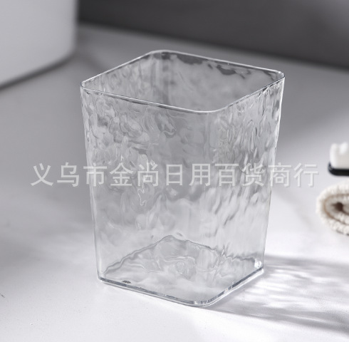 Household high-appearance-level four-leaf clover transparent plastic round and square water ripple mouthwash cup, toothbrush cup, special for couples pic 5