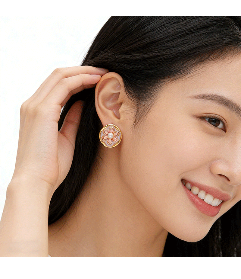 Hyacinth Monet Garden Oil Painting style earrings, live-streaming bestsellers, elegant and high-end earrings, unique design, oil-dripping small flowers pic 8