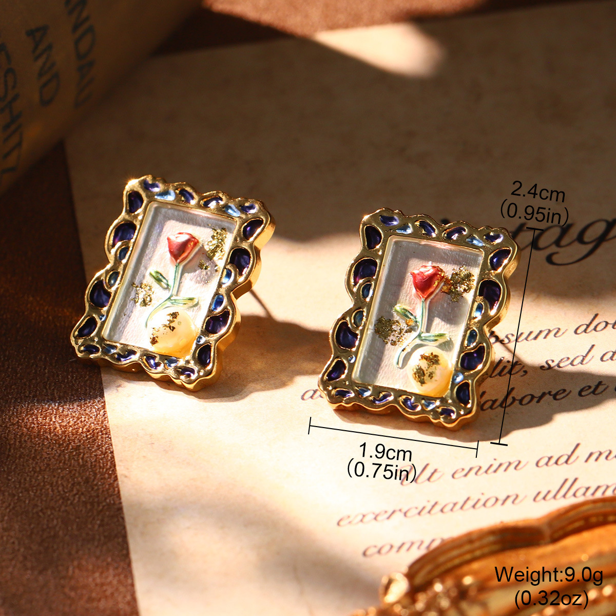 莫奈油画耳环天然珍珠珐琅耳饰法式宫廷风高级感耳夹批发小众饰品详情25