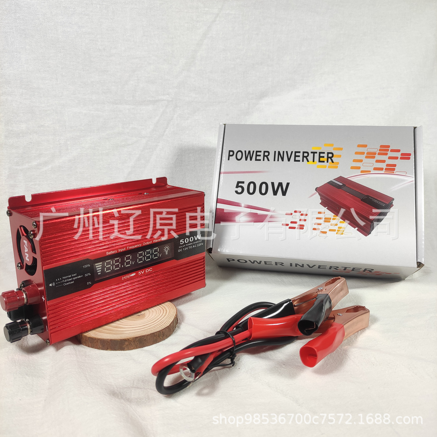 工厂新品红色修正波逆变器500W12V220V外置保险丝带LED显示屏详情5