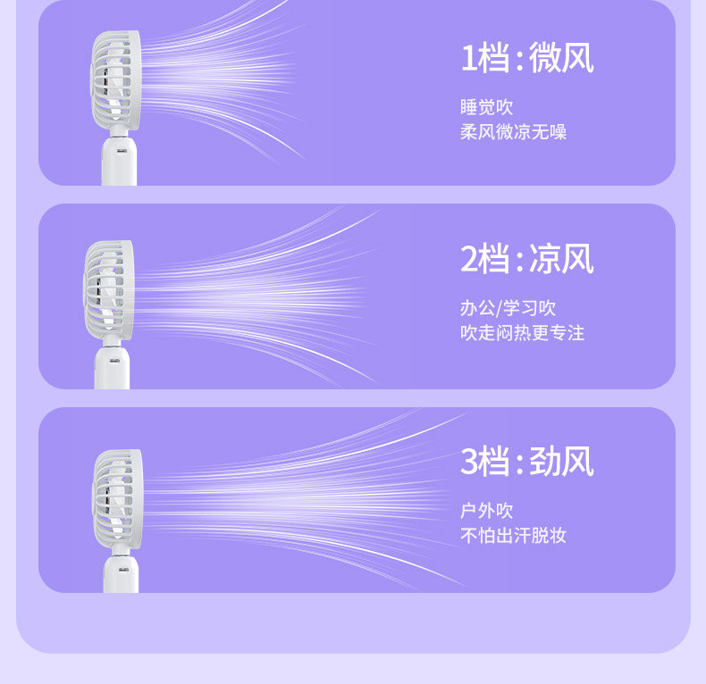 跨境快充随身手持小风扇充电宝10000毫安自带线小巧便携详情5