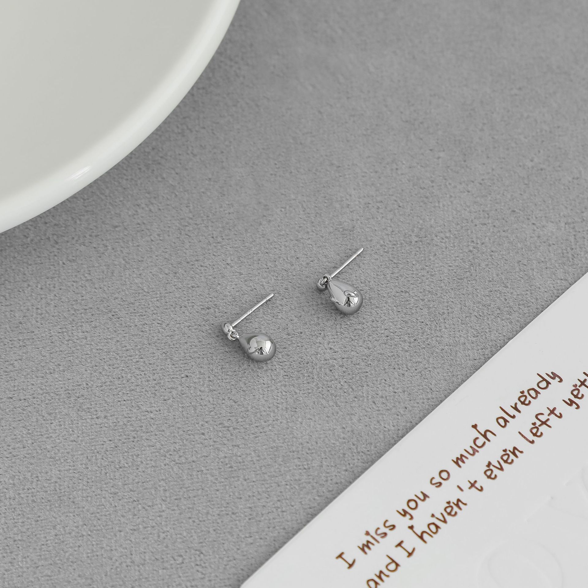 HAN*家遗憾系列水滴耳钉夏季小众简约气质多色小泪滴珐琅涂釉耳钉详情8