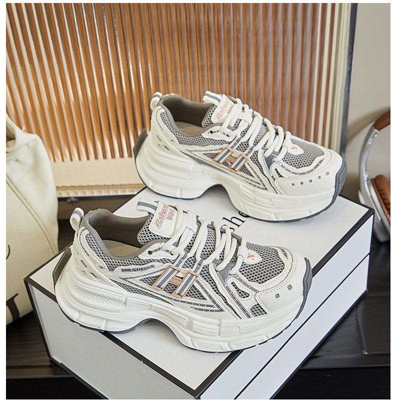新款老爹鞋女2025春季厚底增高运动鞋女百搭复古女鞋高颜值休闲鞋详情36