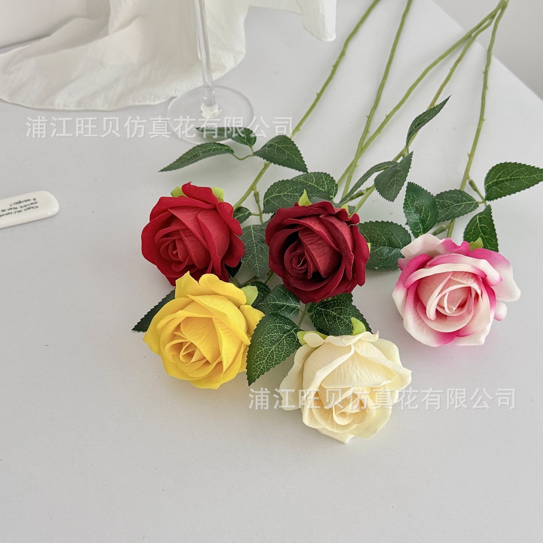 单支绒布仿真玫瑰花商场橱窗玫瑰瀑布户外布置花墙插花家居装饰花详情5