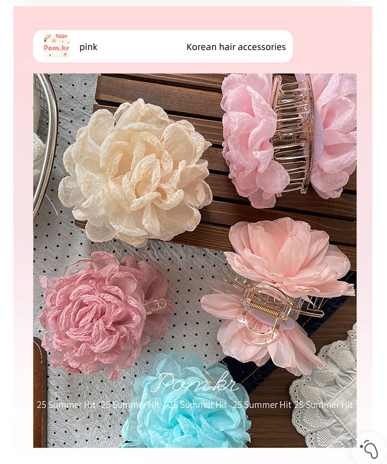 新款韩版甜美花朵抓夹儿童百搭后脑勺夹少女氛围感简约度假风发夹详情2