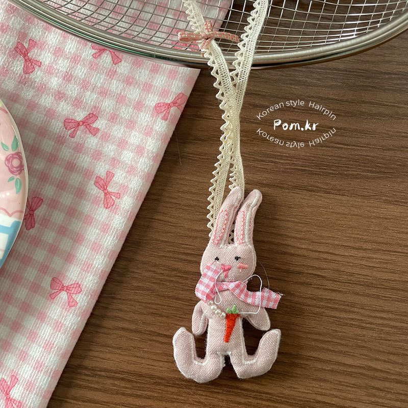 新款韩系卡通公仔项链布艺儿童甜美配饰蝴蝶结挂脖项饰兔兔配饰女详情13