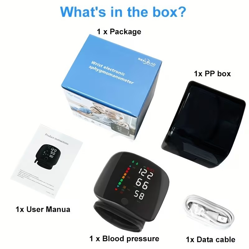 Hot Sell wrist blood pressure monitor USB charging, intelligent multi-voice backlit LCD large screen, English, Russian, Thai pic 6