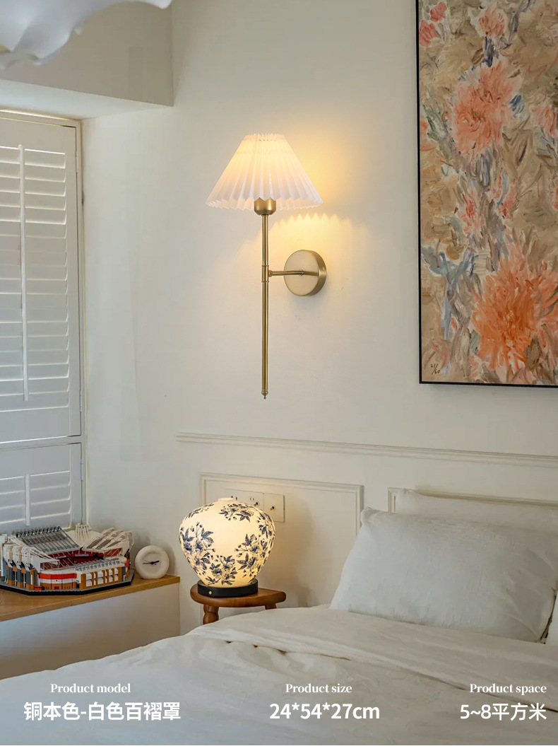 跨境亚马逊壁灯客厅卧室床头灯过道阳台走廊电视背景墙布罩壁灯详情9