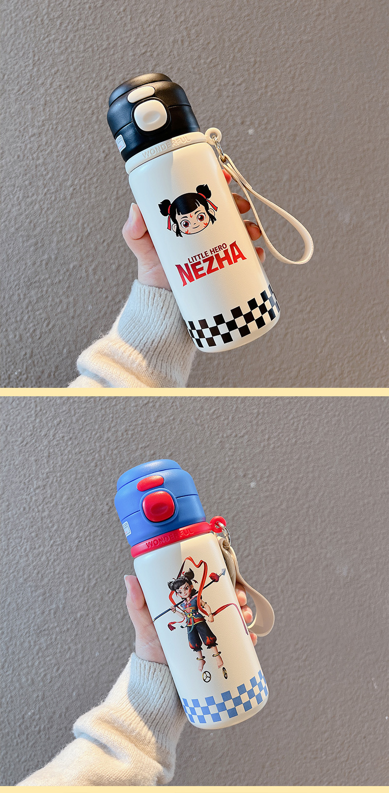 2025新款儿童保温杯316不锈钢吸管手提便携学生水杯双饮批发详情12