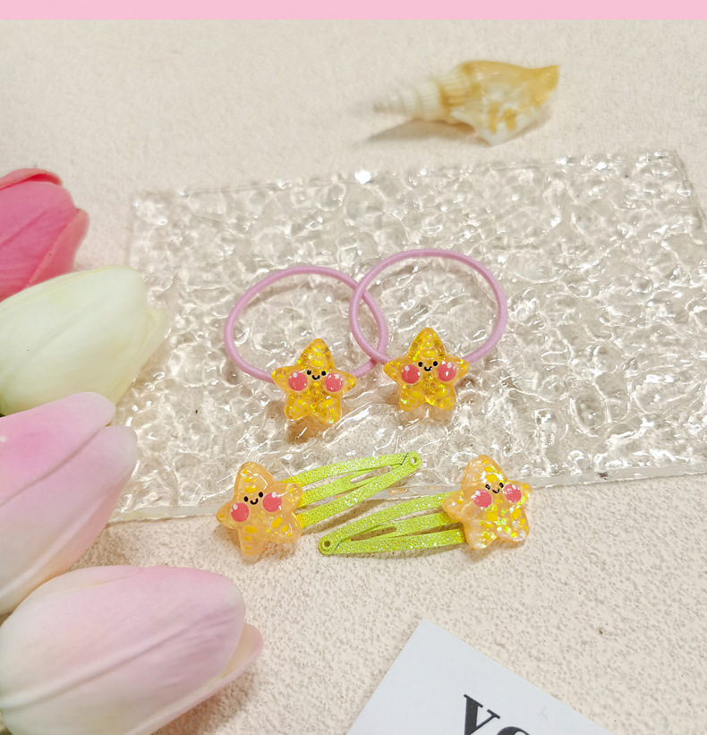 【可以】新款卡通儿童发夹发绳套装女童高弹不伤发发绳糖果色发夹详情6