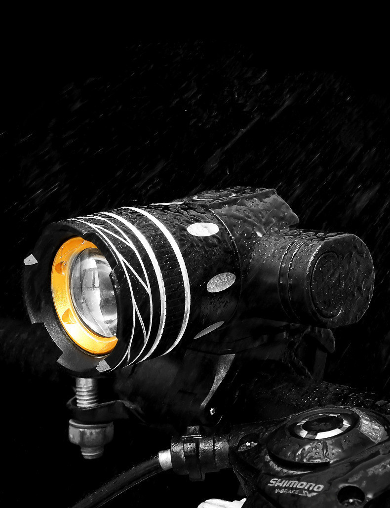 Mountain bike accessories, bicycle T6 headlight, usb charging, strong light telescopic zoom headlight, high-brightness LED warning light pic 23