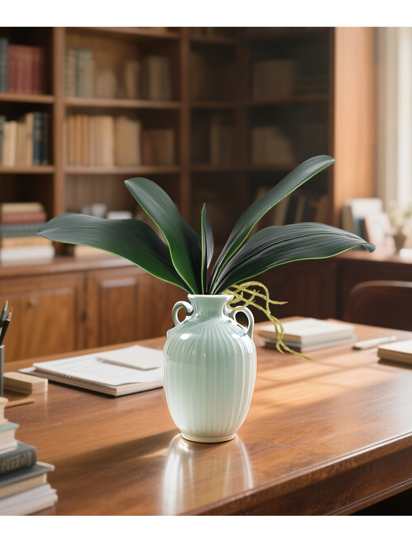 仿真蝴蝶兰叶手感软胶PU君子兰叶高档EVA蝴蝶兰叶丝网花配件插花详情7