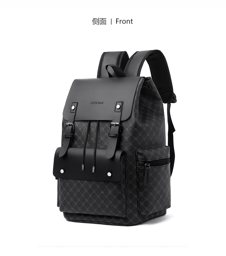 双肩包男士格子通勤休闲上班族背包大容量商务旅行出差工作电脑包详情21