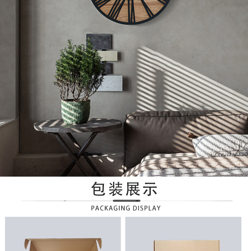 欧式亚马逊跨境热卖挂钟客厅wall clock创意复古木质石英静音钟表详情12
