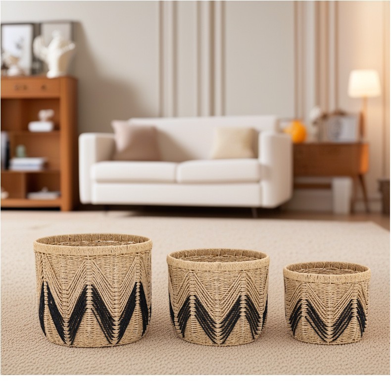 纸绳编收纳筐桌面手工编织篮子收纳框装饰篮纸编筐整理收纳箱详情17