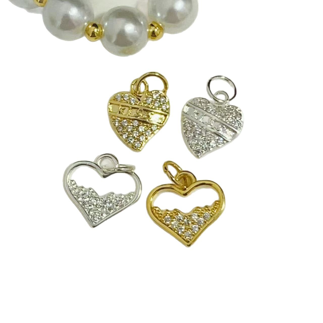 Cross-border 18K copper gold-plated micro-inlaid heart-shaped pendant, fashionable heart-shaped exquisite pendant, handmade necklace, DIY jewelry accessory pic 4