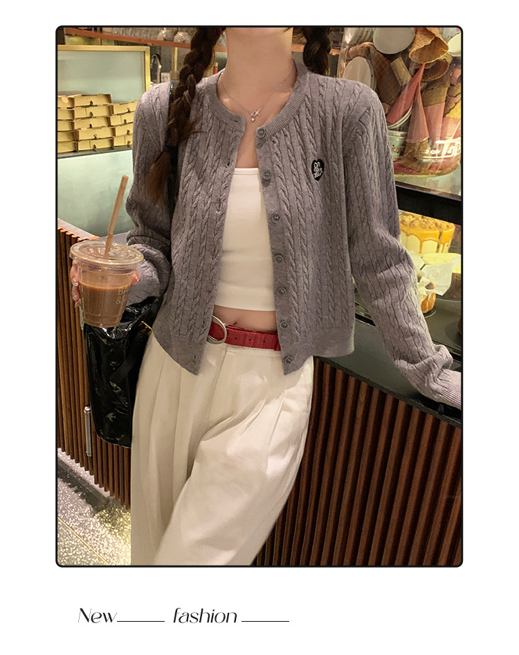 黄色开衫针织开衫外套女2024新款短款慵懒春秋麻花毛衣高级感上衣详情24
