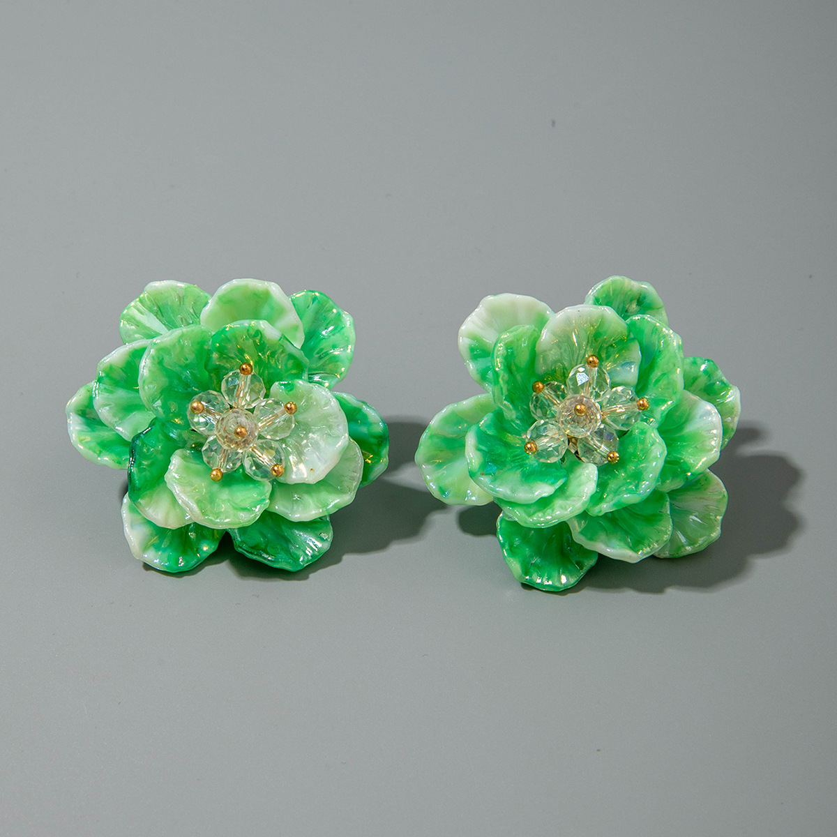 亚马逊跨境清新甜美彩色树脂花瓣花朵耳钉气质多巴胺 耳环耳饰女详情87