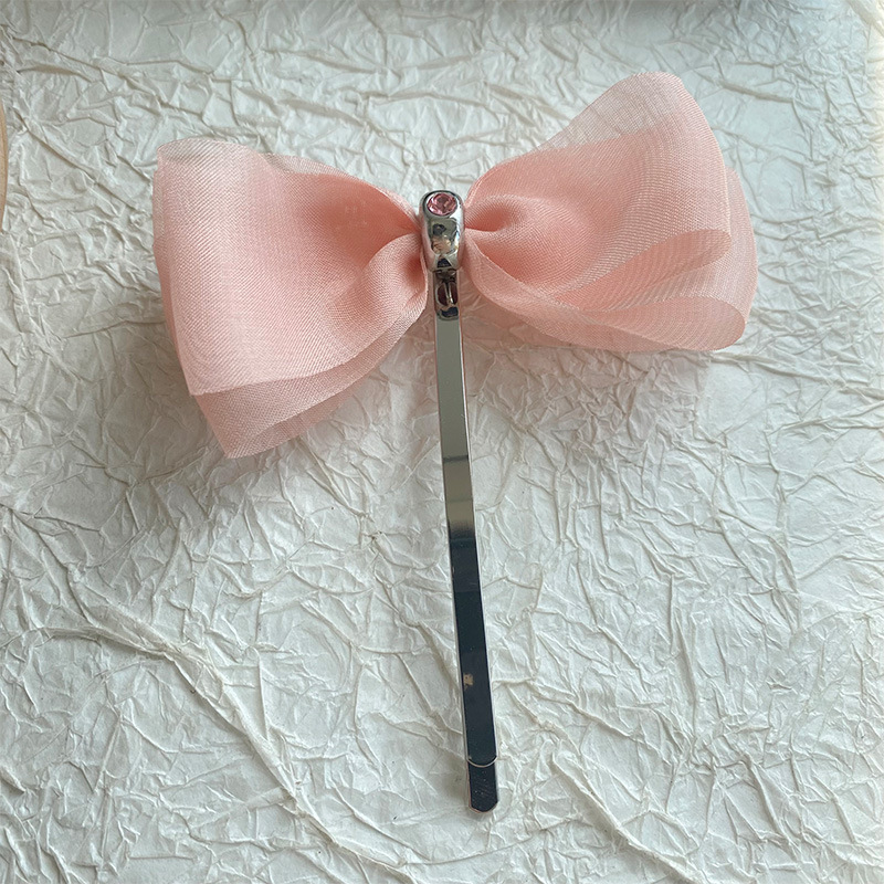 虞书欣同款粉色蝴蝶结发夹高级感精致可爱甜美鸭嘴夹头饰2025新款详情3