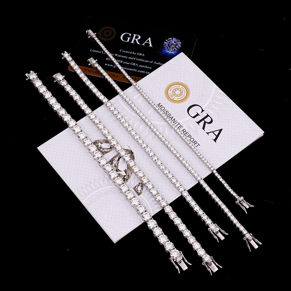 欧美风男士纯银手链2到6毫米跨境饰品S925莫桑石首饰痞帅送男友详情14