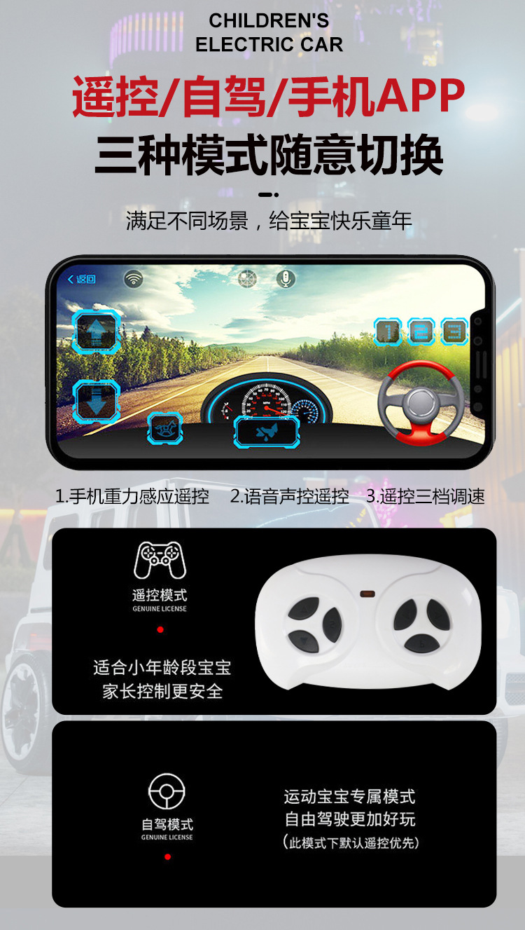 批发儿童电动车四轮汽车带遥控宝宝玩具可坐大人双人越野大g童车详情10