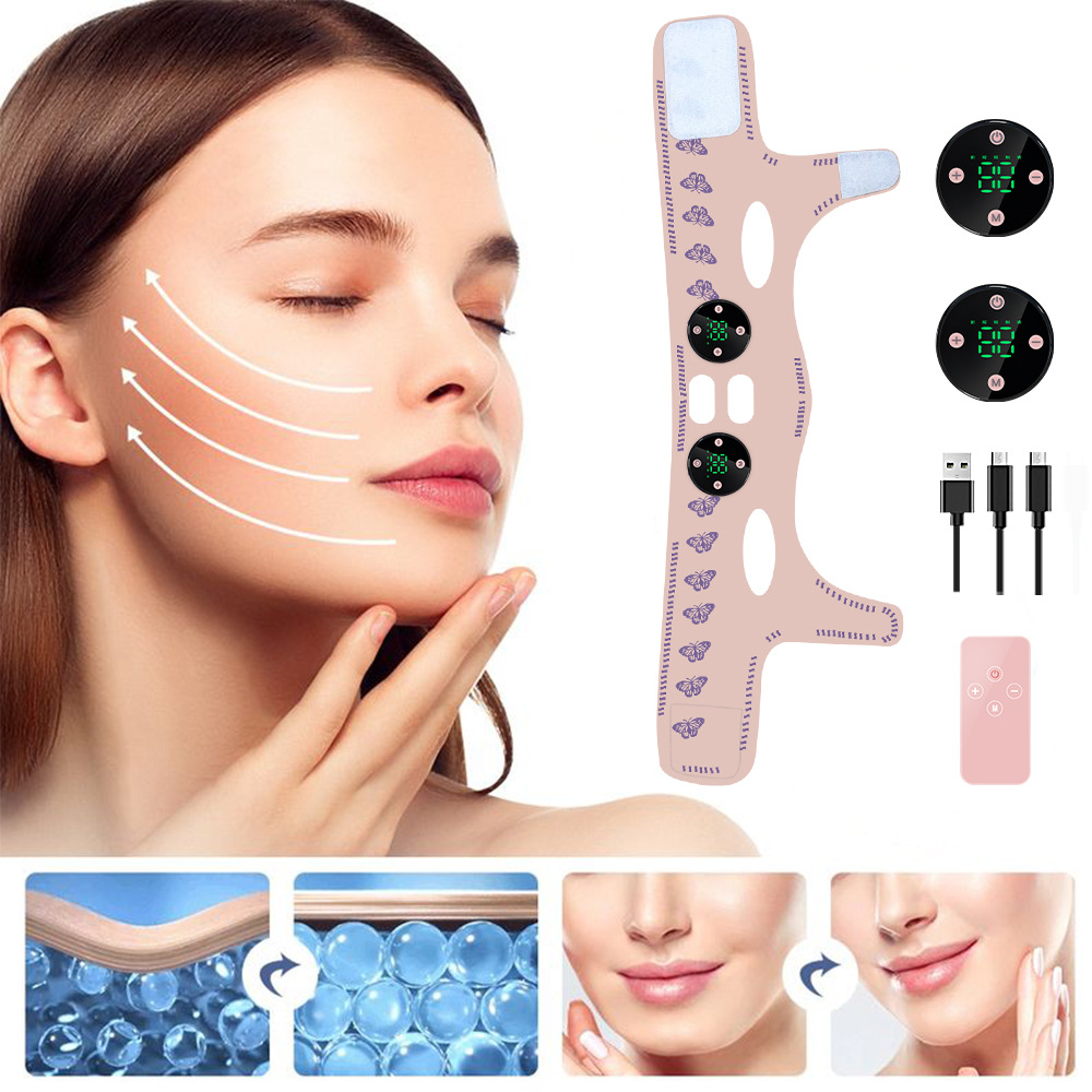 New intelligent slimming face bandage beauty device, V-face beauty mask, cross-border EMS micro-current low-frequency pulse massage device pic 12
