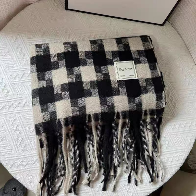 桐庐围巾女千鸟格披肩两用韩版百搭爆款保暖新款冬季高级学生围脖详情2