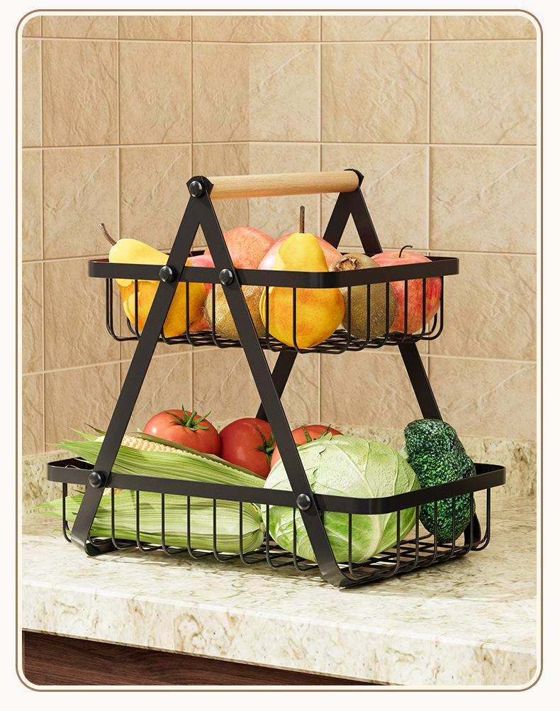 厨房多功能蔬果收纳架水果盘零食蔬菜置物架手提糖果托盘果篮详情17